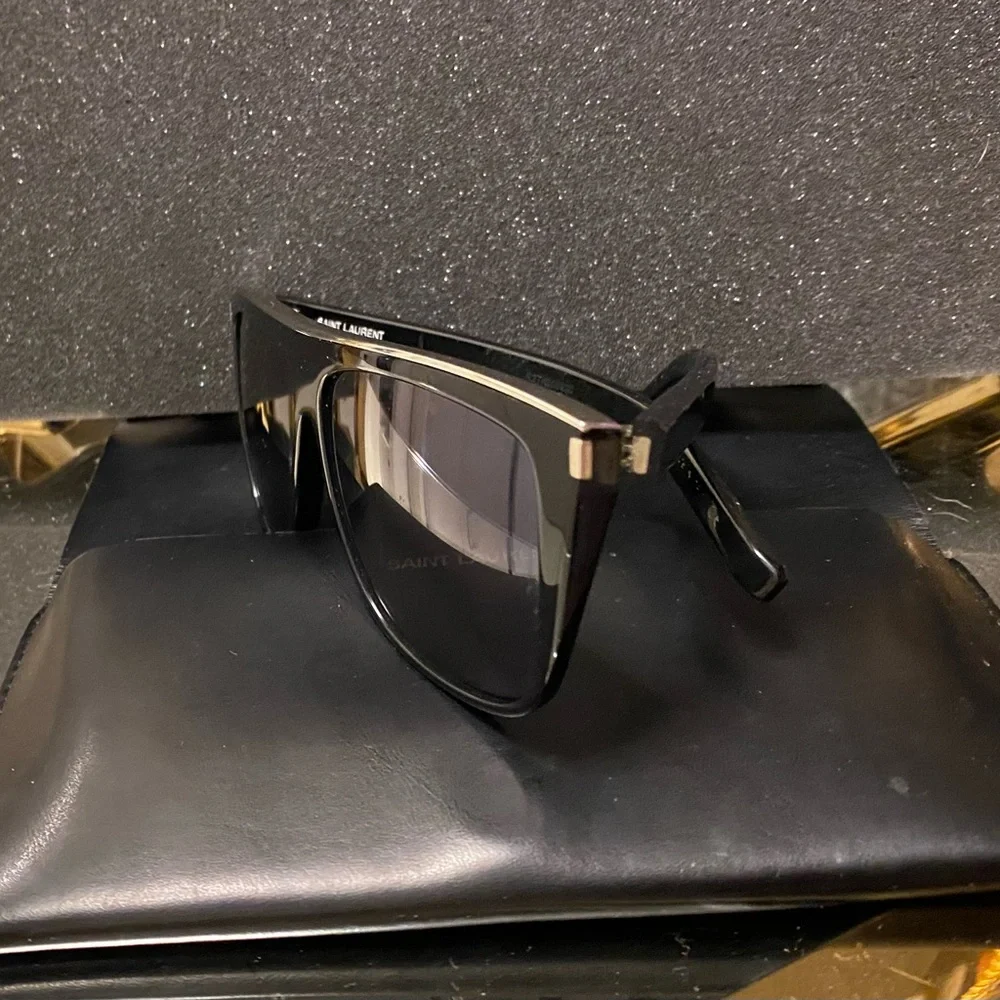 Saint Laurent Eyewear metallic bar sunglasses